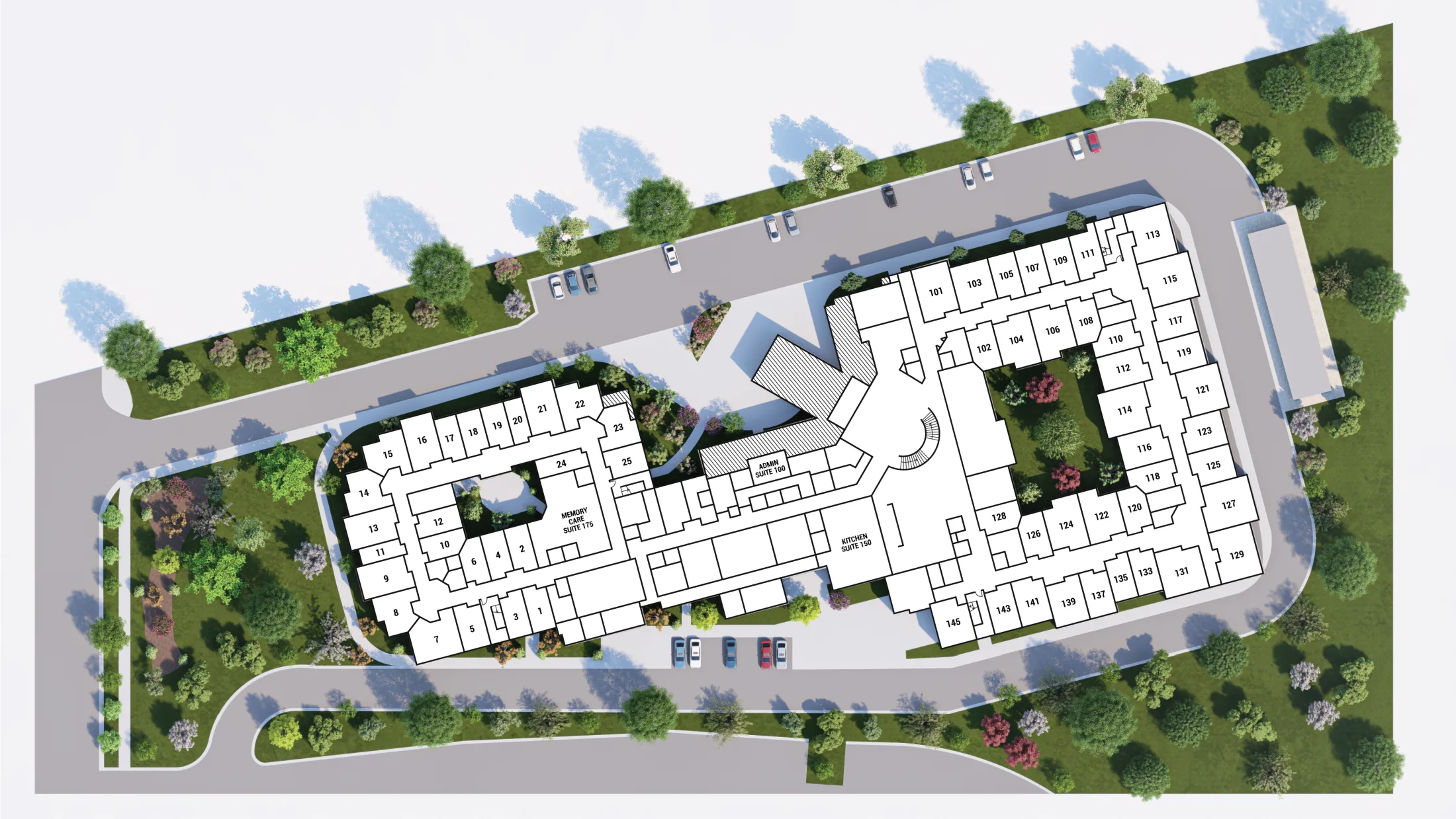 Stage-owned rendered site plan of Stonebridge Senior, first floor